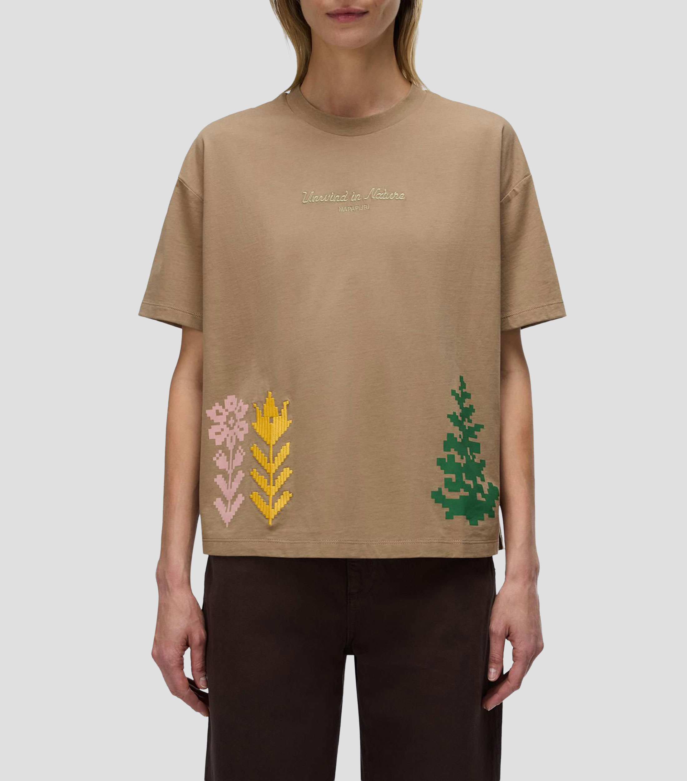Playera cuello redondo manga corta lisa Mujer